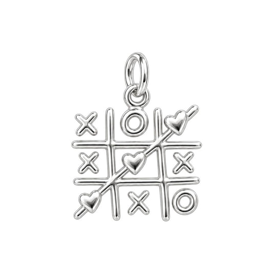 Win at Love Tic Tac Toe Charm Bracelet – Personalized Mom Gift – silver charm, front view