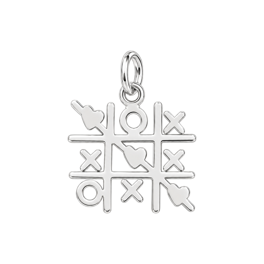 Win at Love Tic Tac Toe Charm Bracelet – Personalized Mom Gift – back of the charm, engraving area