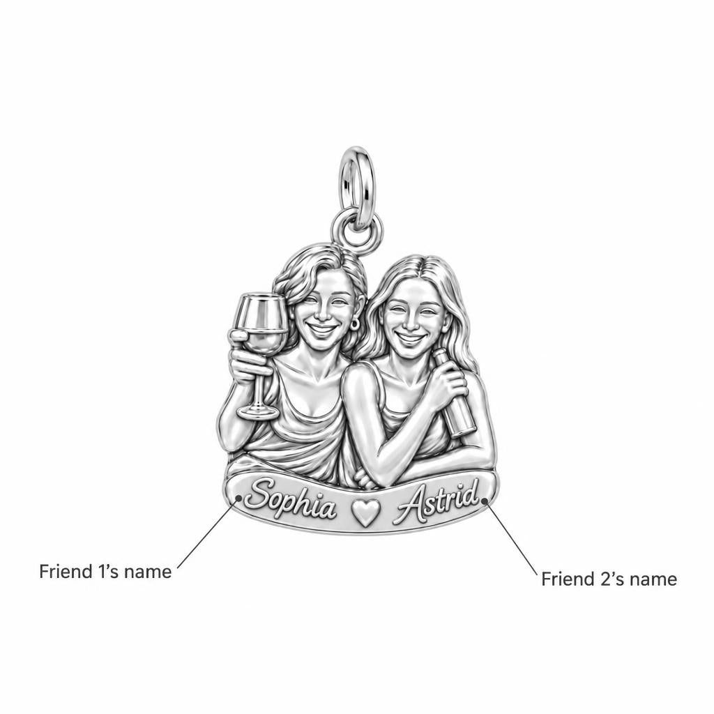 Wine Night Besties Charm Bracelet – Personalized Friend Gift – personalization guide