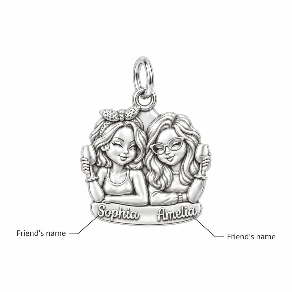 Wine Night Besties Charm Bracelet – Personalized Friend Gift – personalization guide