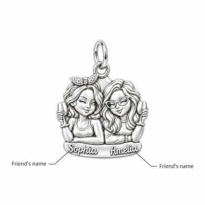 Wine Night Besties Charm Bracelet – Personalized Friend Gift – personalization guide