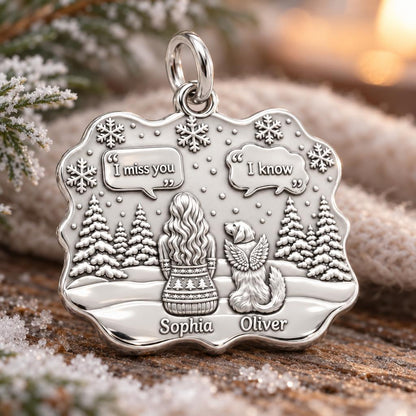 Winter Angel Pet Memorial Charm Bracelet – Personalized Mom Gift – macro detail of the charm