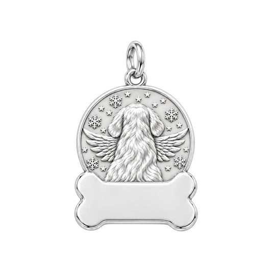 Winter Angel Wings Charm Bracelet – Personalized Dog Mom Gift – back of the charm, engraving area