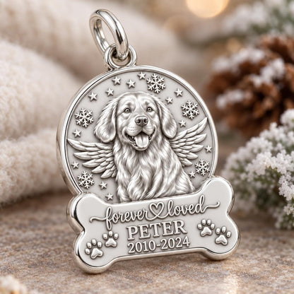 Winter Angel Wings Charm Bracelet – Personalized Dog Mom Gift – macro detail of the charm