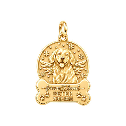 Winter Angel Wings Charm Bracelet – Personalized Dog Mom Gift – 18K gold plated 2 cm charm, front view