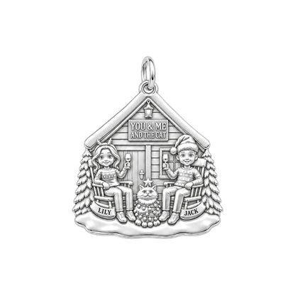 Winter Cabin Cats and Cocoa Charm and Polyester Cord Bracelet Set – back of the charm, engraving area