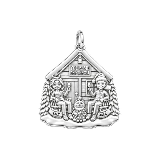 Winter Cabin Cats and Cocoa Charm and Polyester Cord Bracelet Set – back of the charm, engraving area