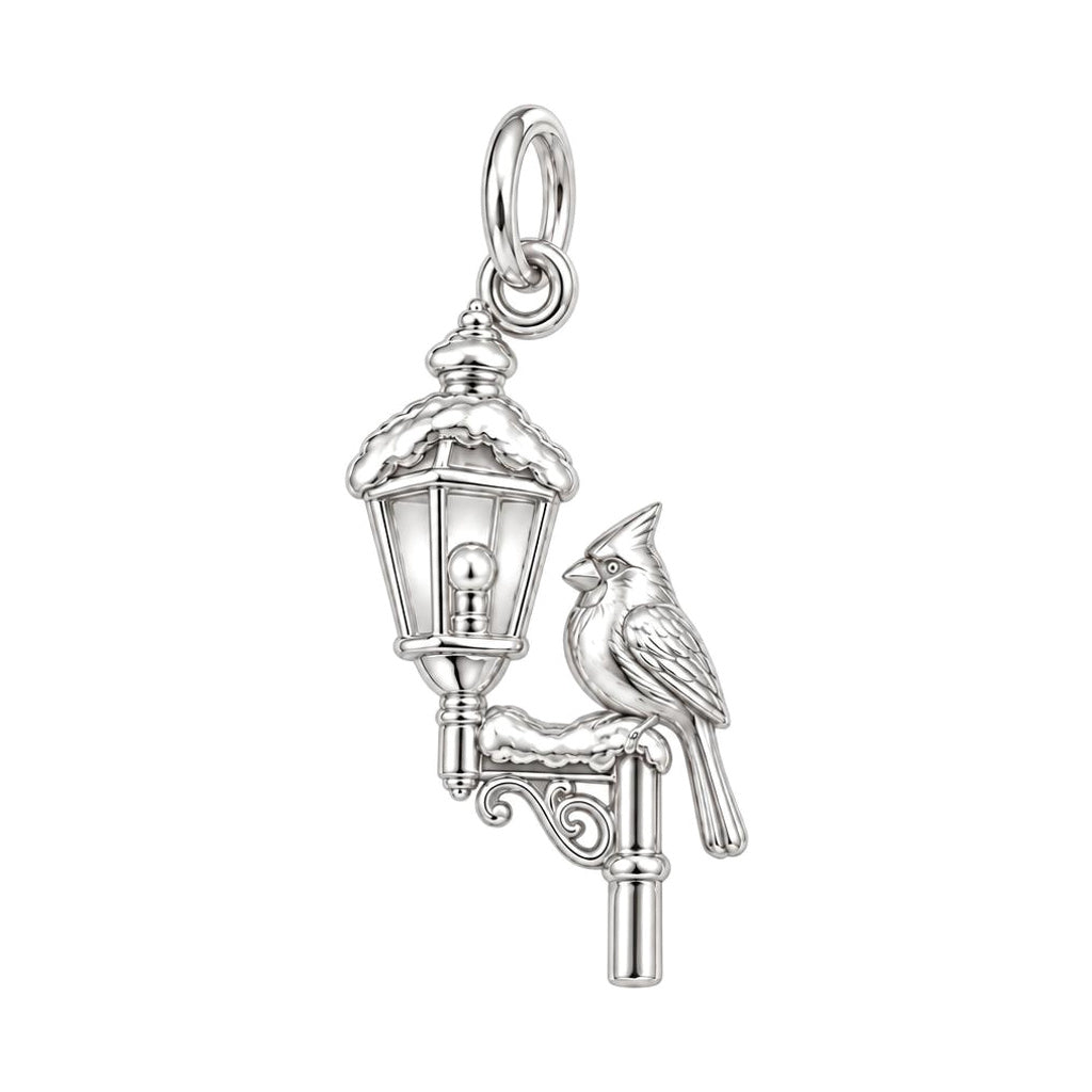Winter Cardinal Lamp Post Charm and Polyester Cord Bracelet Set