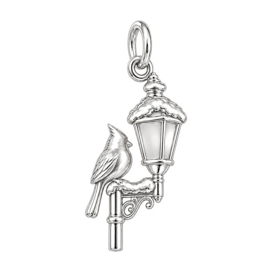Winter Cardinal Lamp Post Charm and Polyester Cord Bracelet Set
