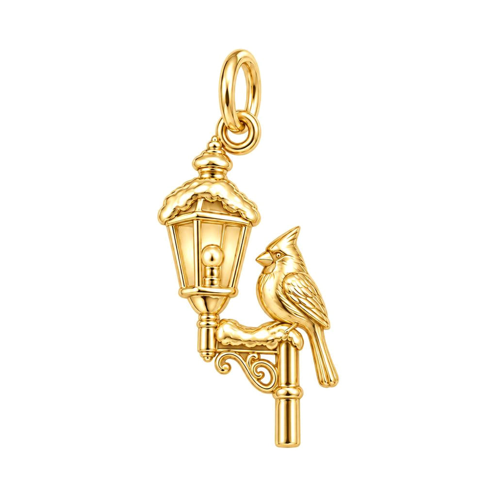 Winter Cardinal Lamp Post Charm and Polyester Cord Bracelet Set