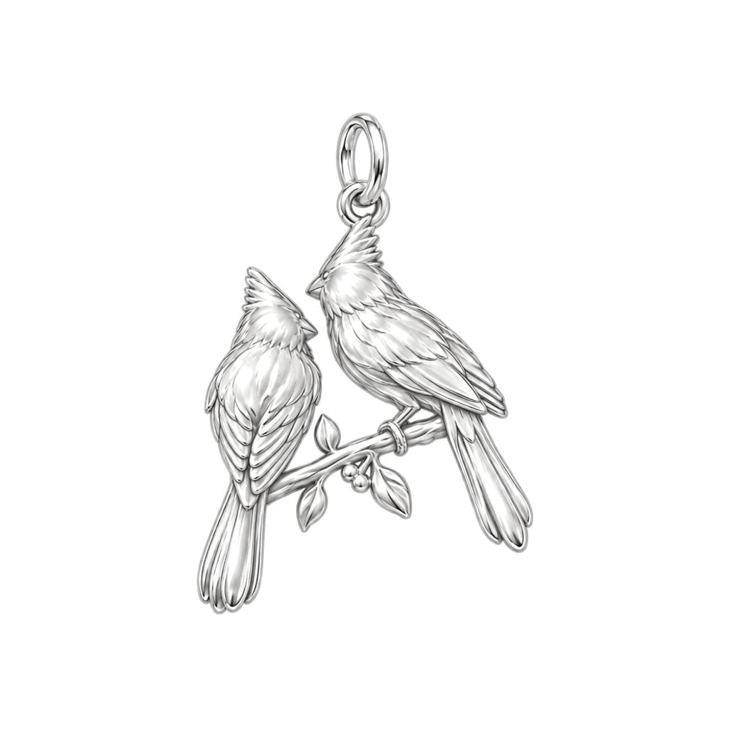 Winter Cardinal Pair Charm Keychain – back of the charm, engraving area