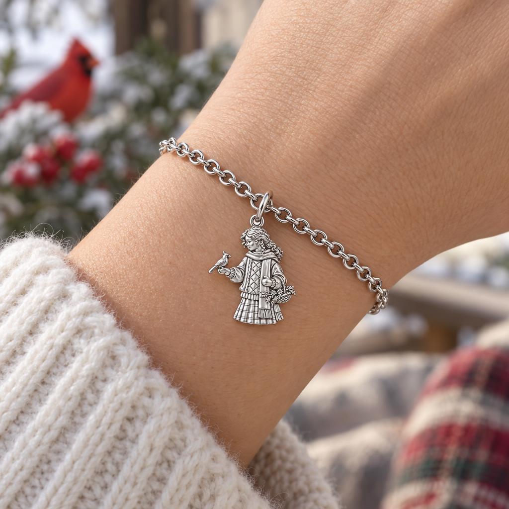 Winter Cardinal Whisper Charm Bracelet Set – worn / in use