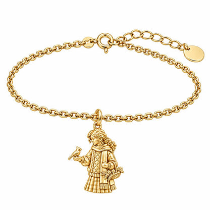 Winter Cardinal Whisper Charm Bracelet Set – 18K gold, front view
