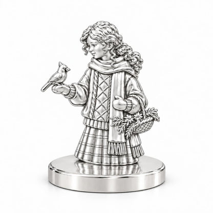 Winter Cardinal Whisper Keepsake Plaque – silver, front view