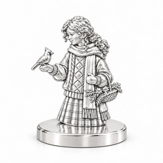 Winter Cardinal Whisper Keepsake Plaque – silver, front view