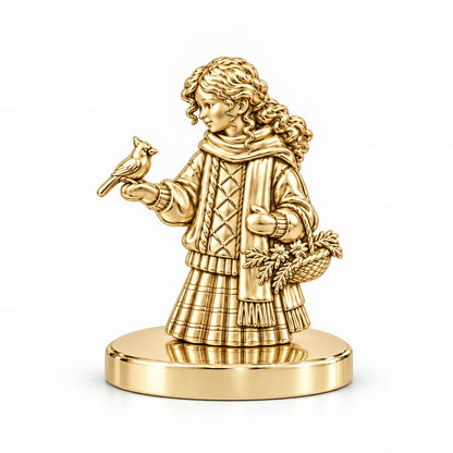 Winter Cardinal Whisper Keepsake Plaque – 18K gold, front view