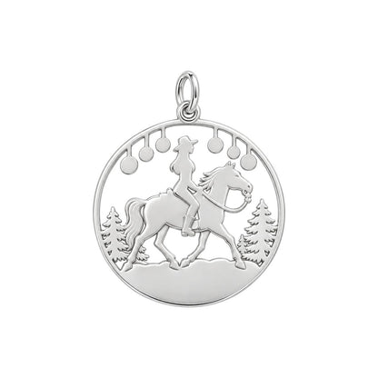 Winter Equestrian Trail Charm Bracelet – Personalized Rider Gift – back of the charm, engraving area