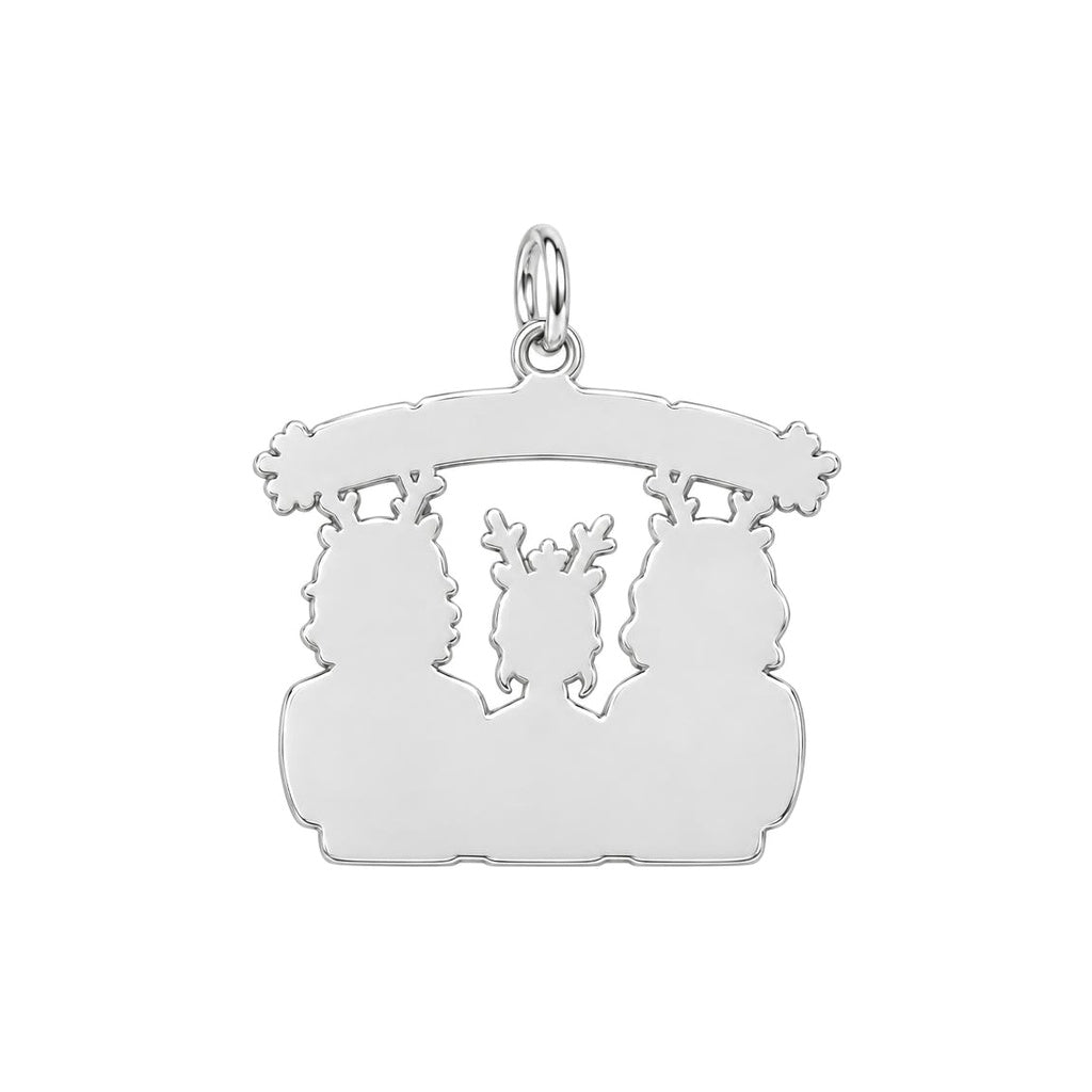 Winter Family Portrait Charm Bracelet – Personalized Family Gift – back of the charm, engraving area