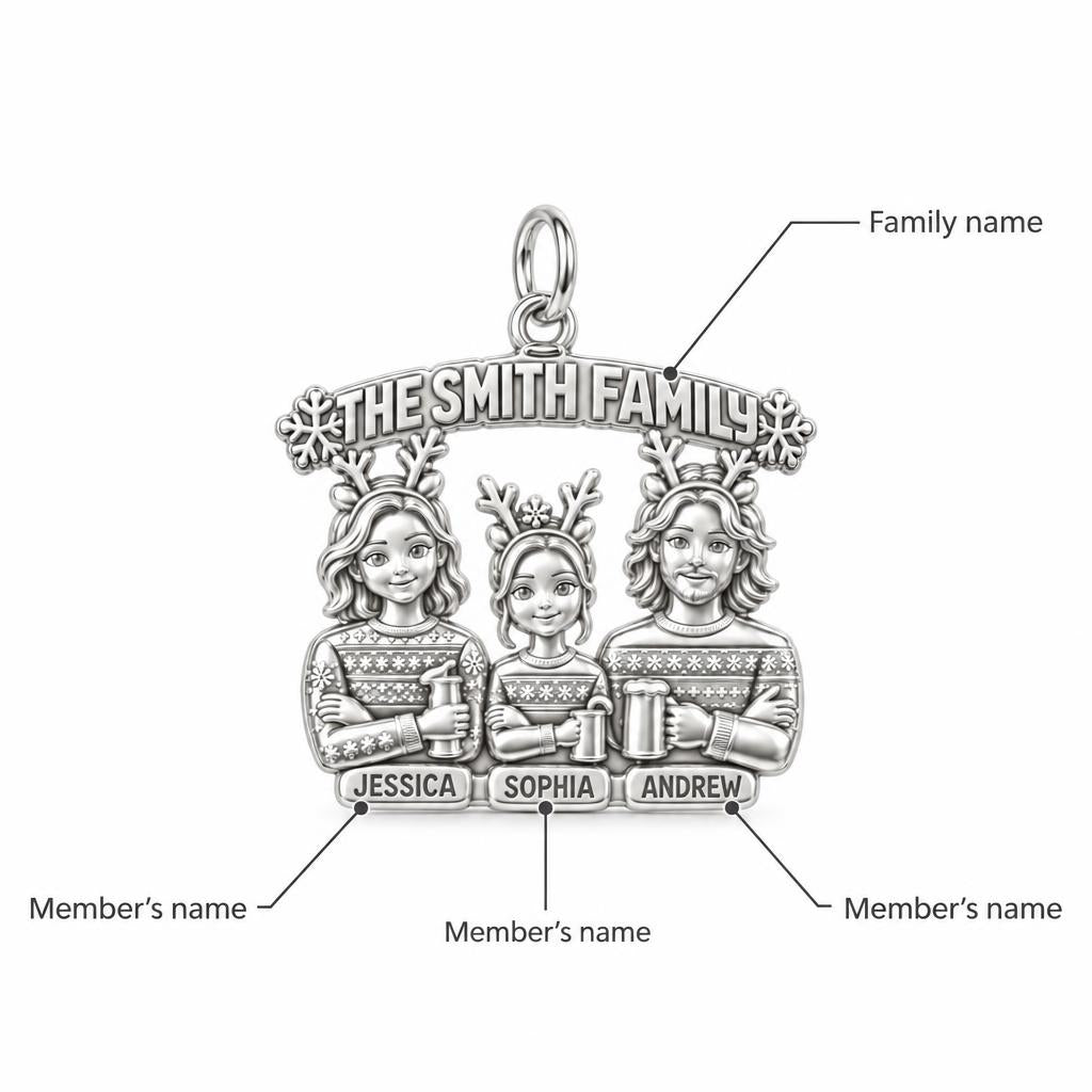 Winter Family Portrait Charm Bracelet – Personalized Family Gift – personalization guide