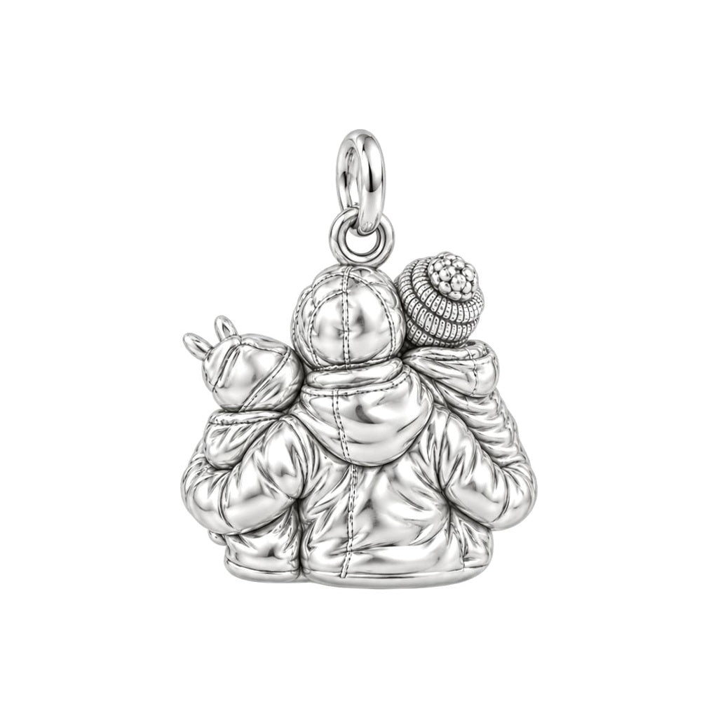 Winter Hug Portrait Charm Bracelet – Personalized Mom Gift – back of the charm, engraving area