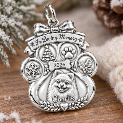 Winter Memorial Paw Charm Bracelet – Personalized Dog Mom Gift – macro detail of the charm