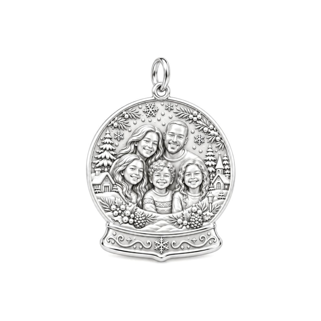 Winter Snow Globe Charm Bracelet – Personalized Mom Gift – silver charm, front view
