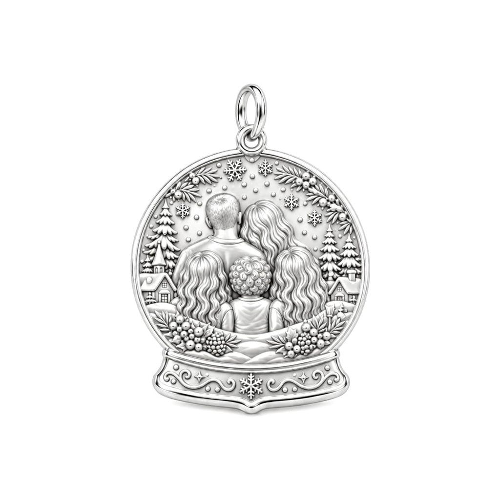 Winter Snow Globe Charm Bracelet – Personalized Mom Gift – back of the charm, engraving area