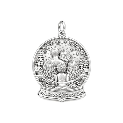 Winter Snow Globe Charm Bracelet – Personalized Mom Gift – back of the charm, engraving area