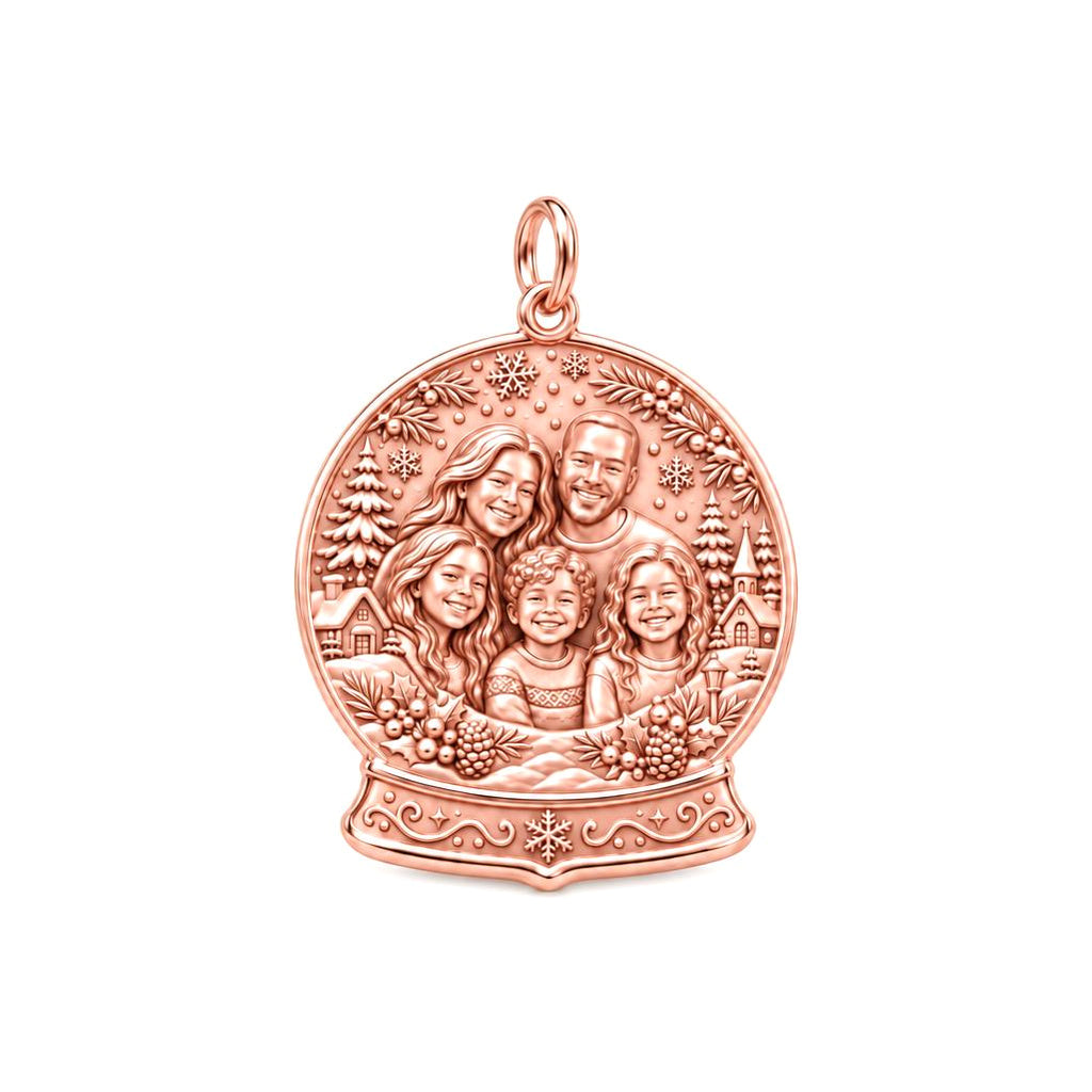 Winter Snow Globe Charm Bracelet – Personalized Mom Gift – rose gold charm, front view