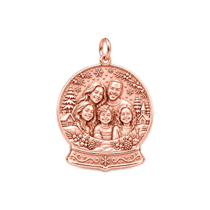 Winter Snow Globe Charm Bracelet – Personalized Mom Gift – rose gold charm, front view