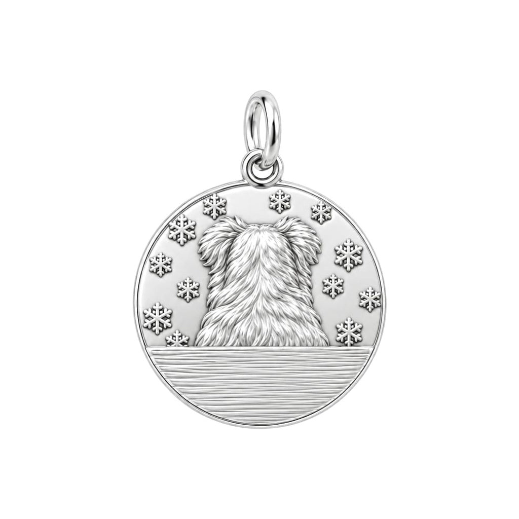 Winter Snowflake Pet Memorial Charm Bracelet – Personalized Dog Mom – back of the charm, engraving area