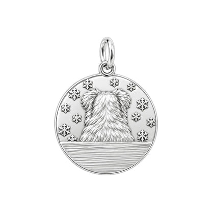 Winter Snowflake Pet Memorial Charm Bracelet – Personalized Dog Mom – back of the charm, engraving area