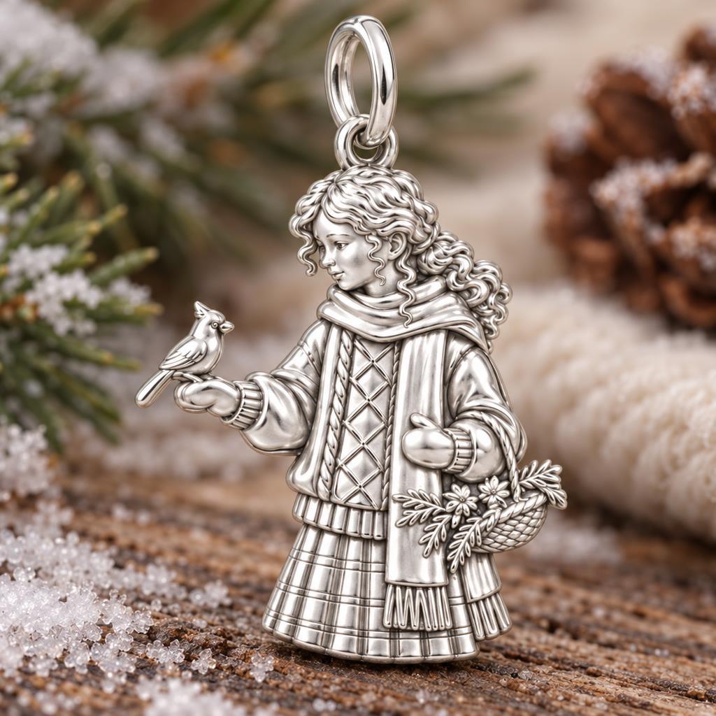 Winter Visitor Charm and Polyester Cord Bracelet Set