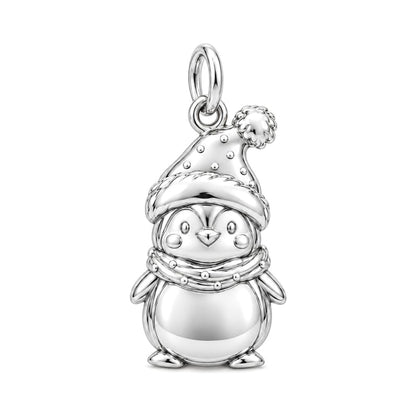 Winter Waddle Penguin Charm Bracelet – Personalized Daughter Gift – silver charm, front view