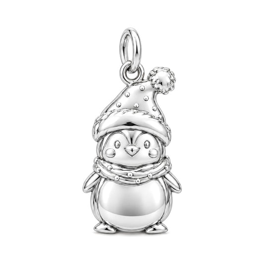 Winter Waddle Penguin Charm Bracelet – Personalized Daughter Gift – silver charm, front view