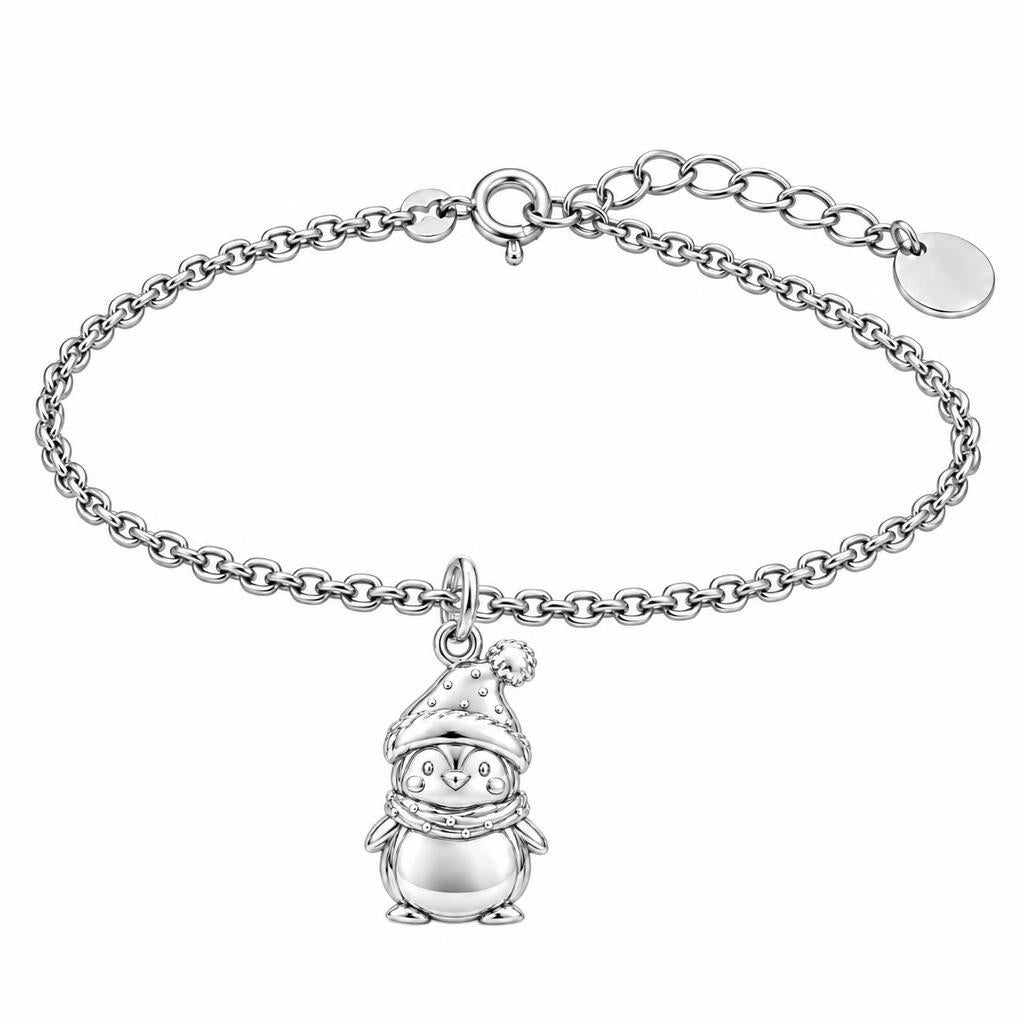 Winter Waddle Penguin Charm Bracelet Set – silver, front view