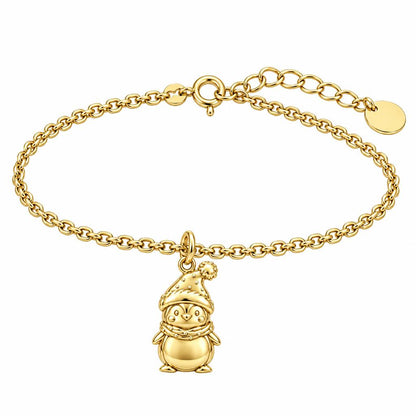 Winter Waddle Penguin Charm Bracelet Set – 18K gold, front view