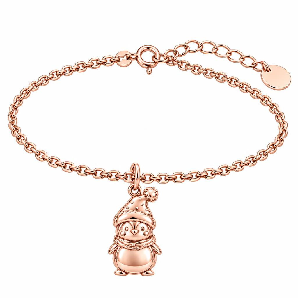 Winter Waddle Penguin Charm Bracelet Set – rose gold, front view