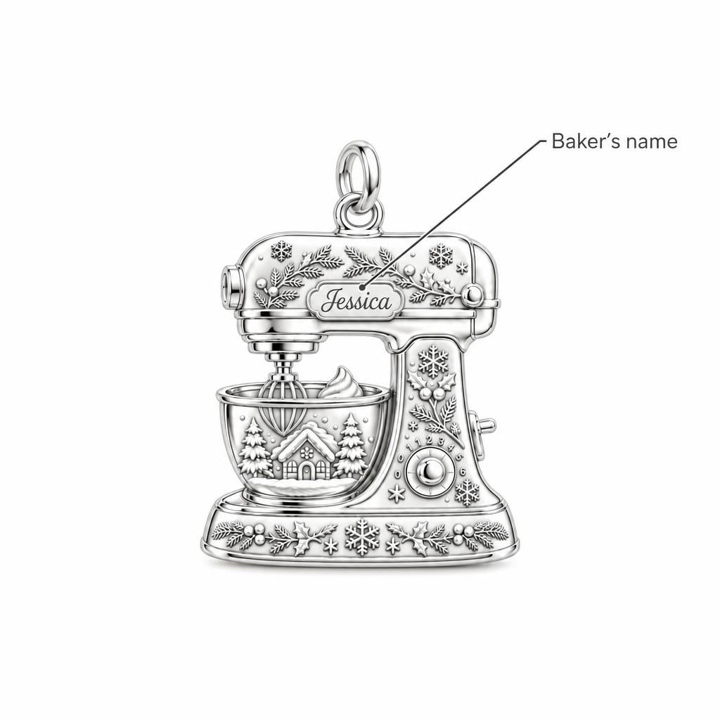 Winter Whimsy Holiday Mixer Charm Bracelet – Personalized Baker Gift – personalization guide
