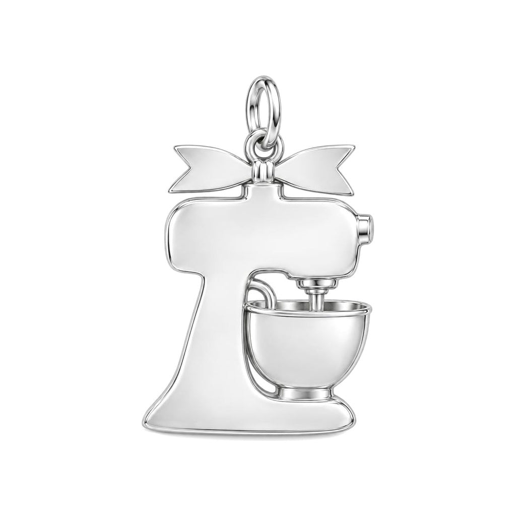 Winter Whisk Stand Mixer Charm Bracelet – Personalized Baker Gift – back of the charm, engraving area