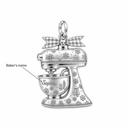Winter Whisk Stand Mixer Charm Bracelet – Personalized Baker Gift – personalization guide