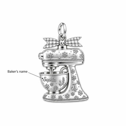 Winter Whisk Stand Mixer Charm Bracelet – Personalized Baker Gift – personalization guide