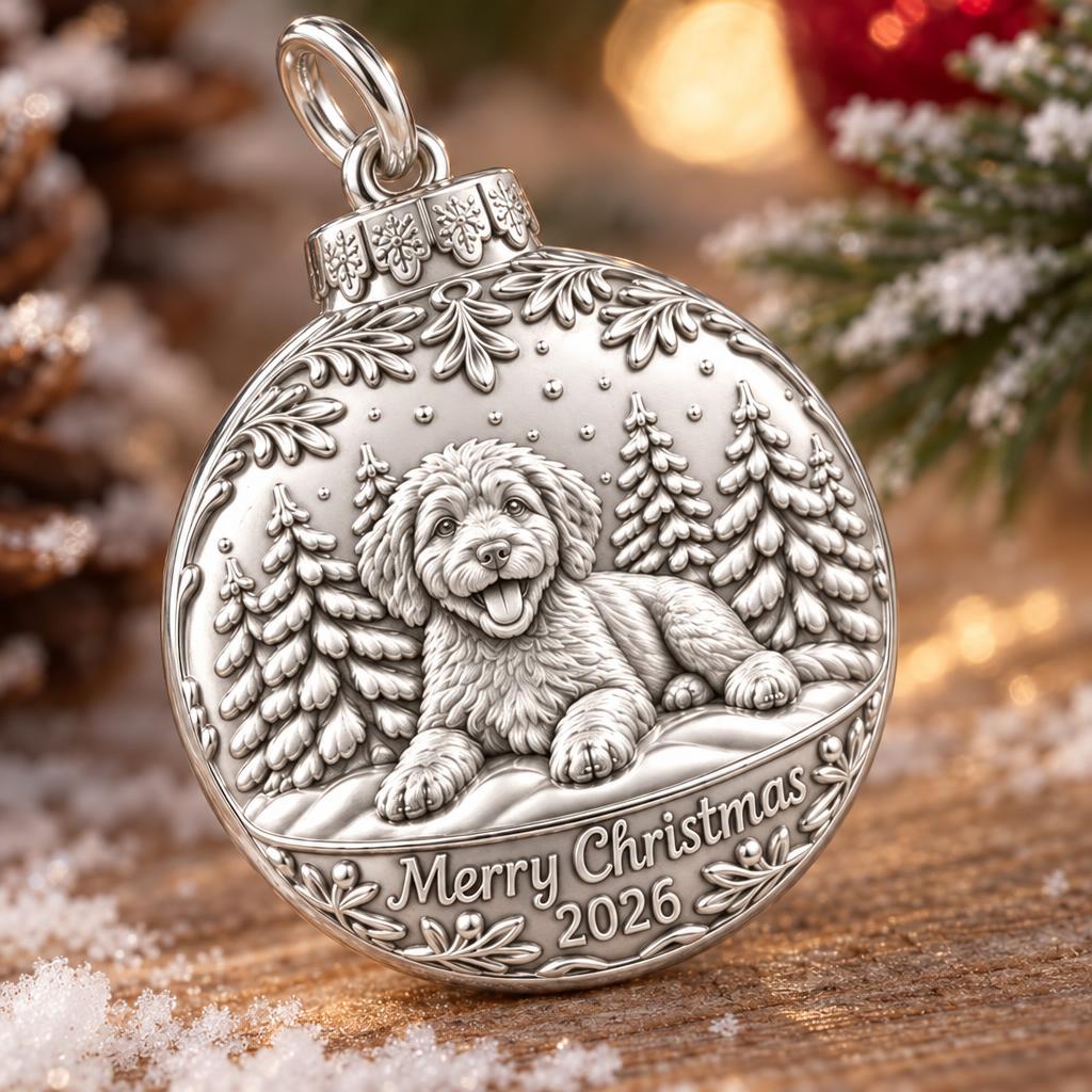 Winter Wonderland Bauble Charm Bracelet – Personalized Dog Mom Gift – macro detail of the charm
