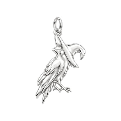 Wise Raven Wizard Charm Bracelet – Personalized Friend Gift – silver charm, front view