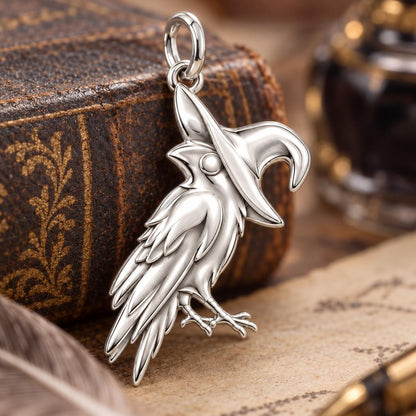Wise Raven Wizard Charm Bracelet – Personalized Friend Gift – macro detail of the charm