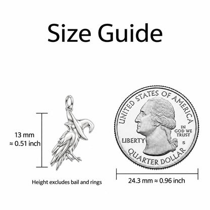 Wise Raven Wizard Charm Bracelet – Personalized Friend Gift – size guide, 13 mm charm next to a quarter