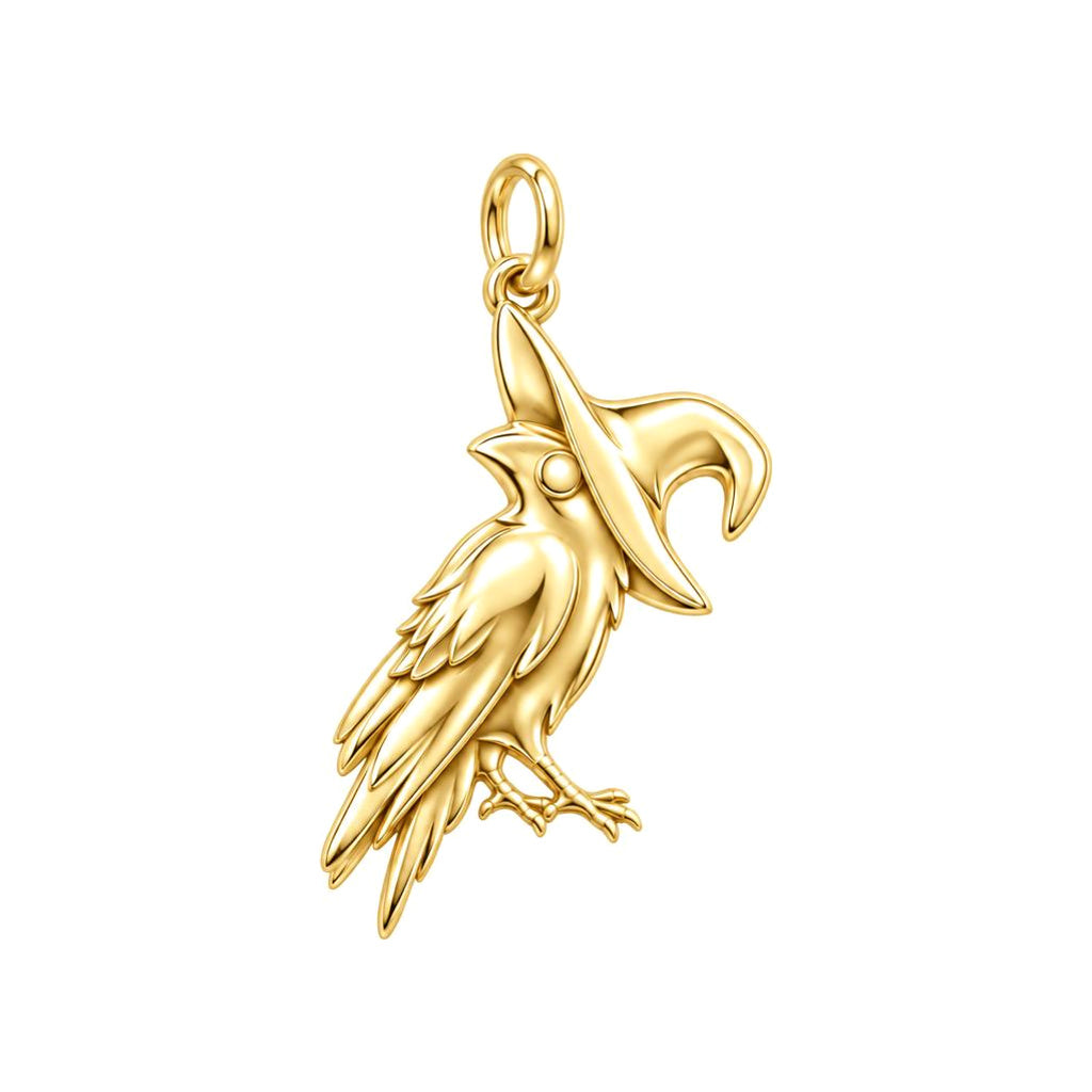 Wise Raven Wizard Charm Bracelet – Personalized Friend Gift – 18K gold charm, front view
