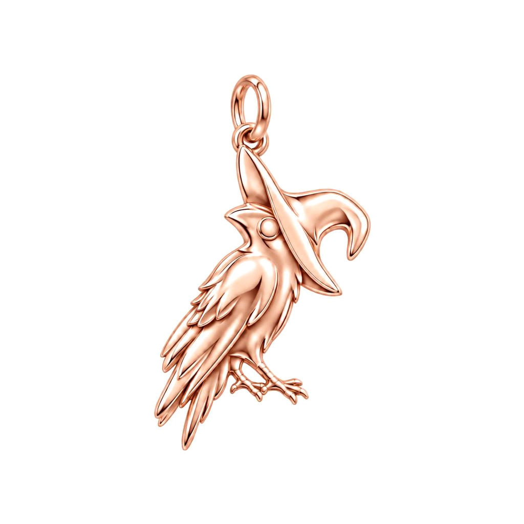 Wise Raven Wizard Charm Bracelet – Personalized Friend Gift – rose gold charm, front view