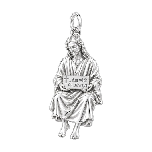 With You Always Charm Bracelet – Personalized Christian Gift – silver charm, front view