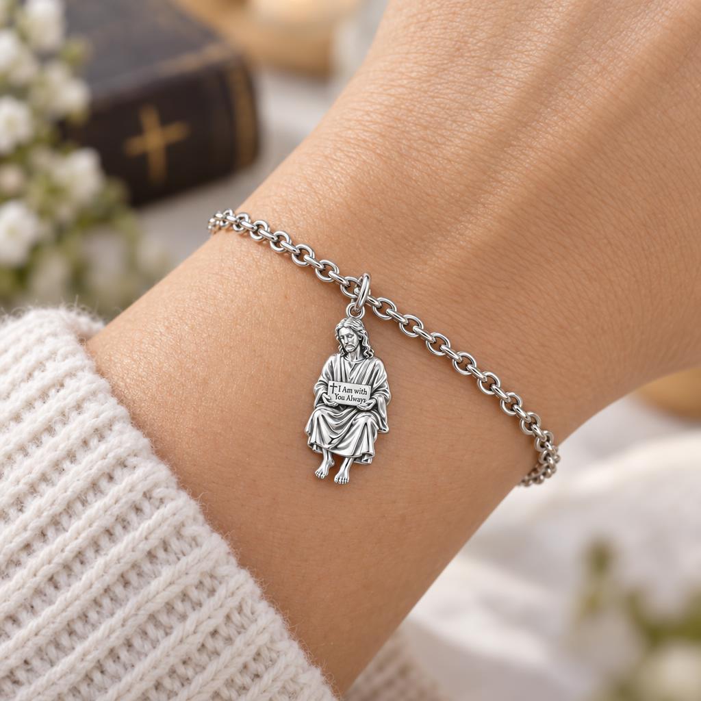 With You Always Jesus Charm Bracelet Set – worn / in use